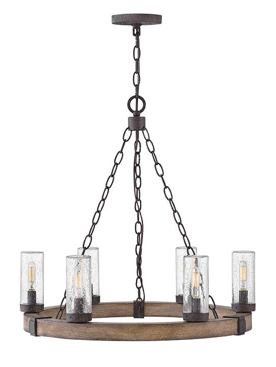 Hinkley Carson Vintage Iron Five-Light LED Outdoor Pendant 29705VI