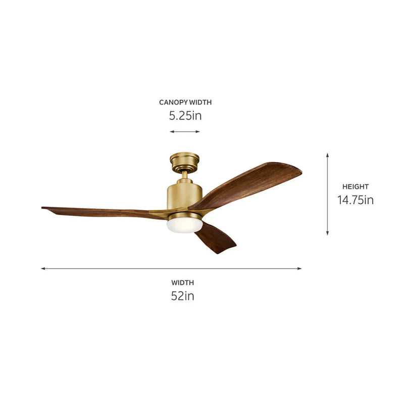 52 Inch Ridley II Fan Natural Brass - 300027NBR