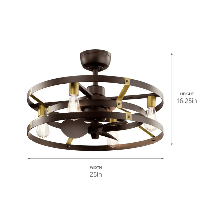 25 Inch Cavelli Fan Satin Natural Bronze - 300040SNB