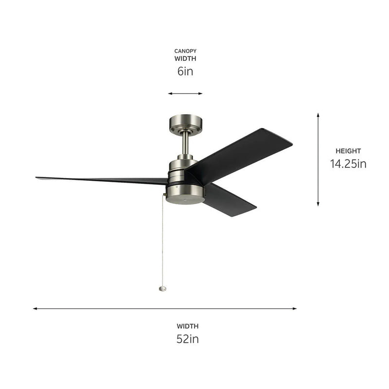 52 Inch Spyn Lite Fan Brushed Nickel - 300375NI