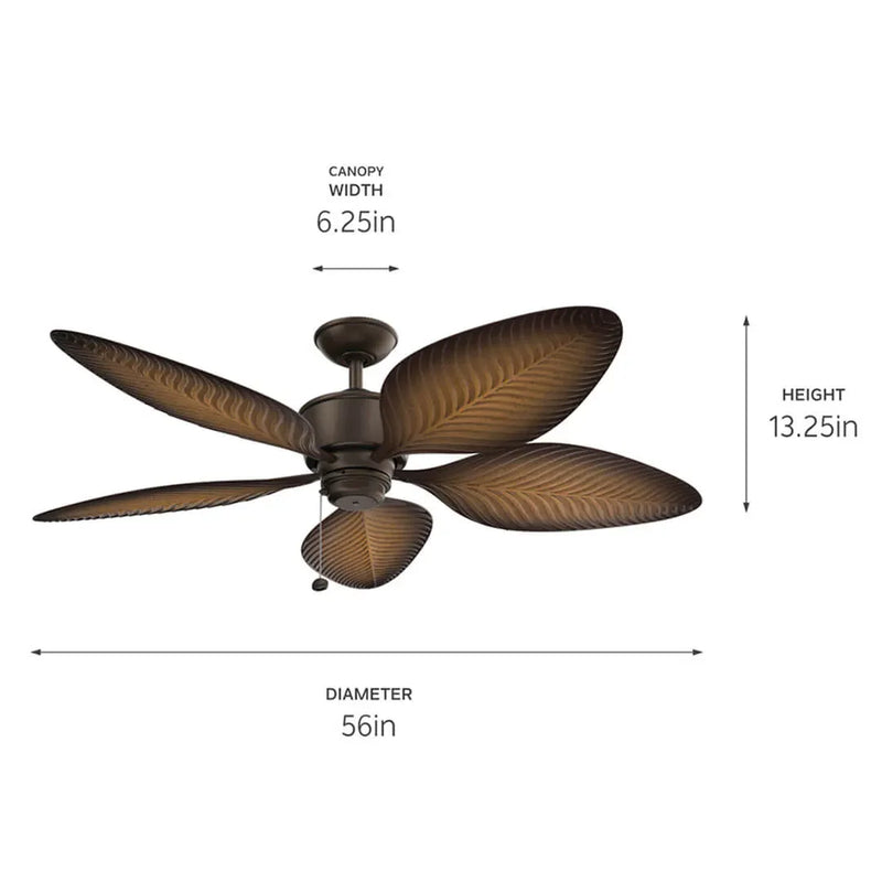 56 inch Nani Weather Plus Outdoor Fan Satin Natural Bronze - 310095SNB