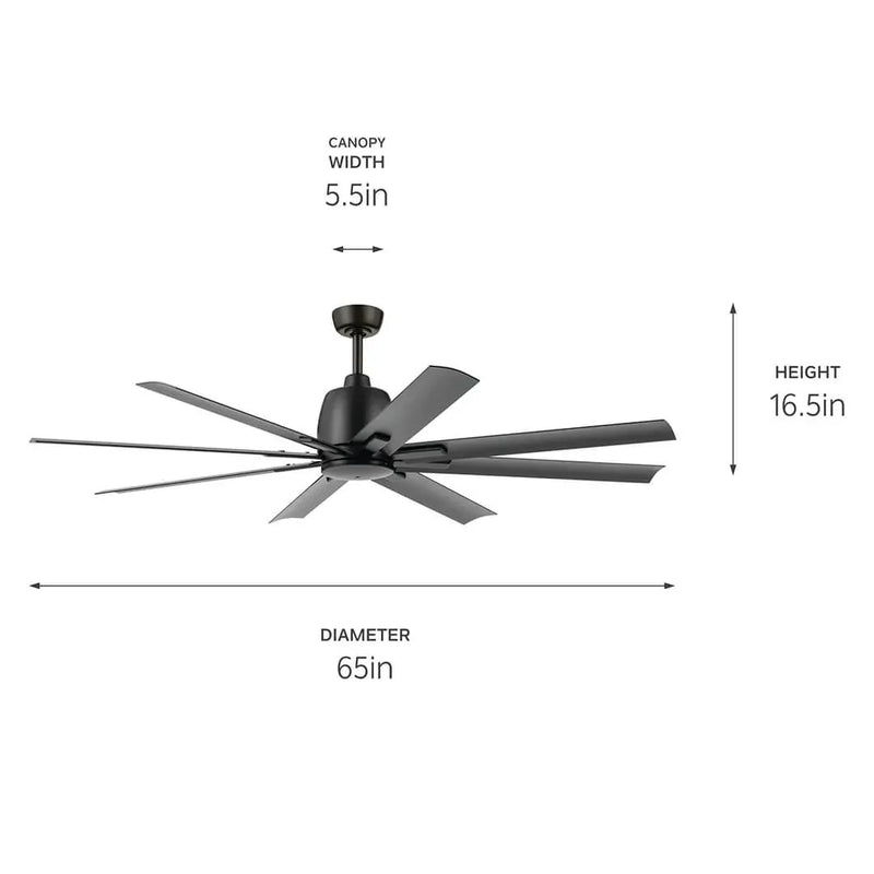 65 Inch Breda Fan Satin Black - 310265SBK