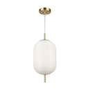 Vita Collection 1-Light Textured Shade Pendant White and Brass