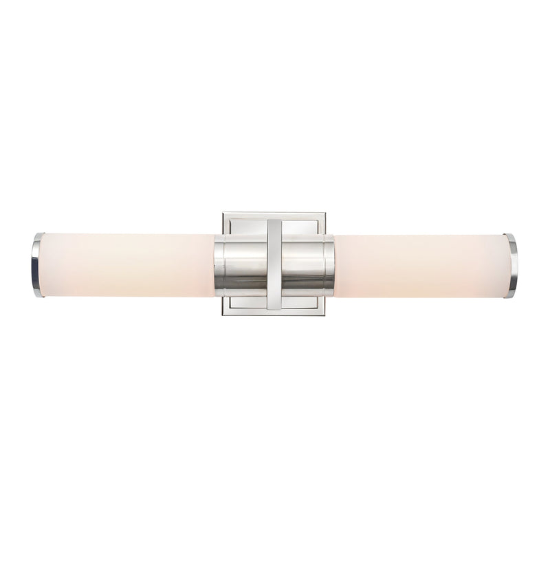 Positano Collection 2-Light Bathroom Vanity Light Polished Nickel and White Glass