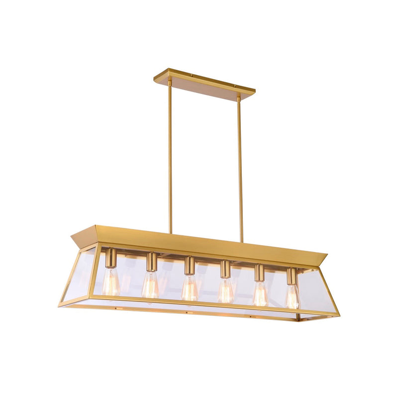 Lucian Linear Island Chandelier Brushed Brass