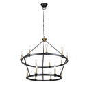 Notting Hill Collection 15-Light Chandelier Black and Brushed Brass