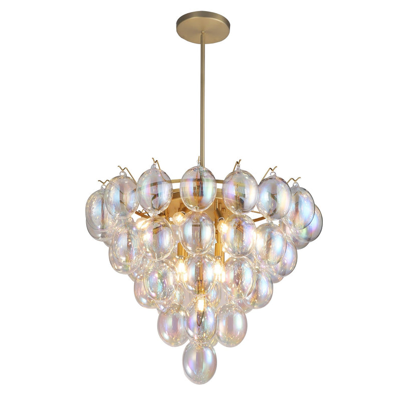 Globo - Chandelier - 13-Light - Iridescent Glass Brass