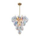 Globo Collection 9-Light Chandelier Iridescent and Brass