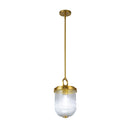 Myla 1 Light Pendant, Vintage Brass with Ribbed Glass Glassware - AC12020BR