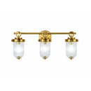 Myla 3 Light Bathroom, Vintage Brass with Ribbed Glass Glassware - AC12023BR