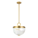 Myla 2 Light Pendant, Vintage Brass with Ribbed Glass Glassware - AC12025BR