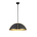 Dahlia 1 Light Pendant 17.6", Black, Brushed Brass - AC12041BB