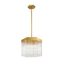 Emma 3 Light Pendant, Brushed Brass with Glass Rods - AC12062BR