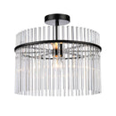 Ava 1 Light Semi Flush Mount, Black with Glass Rods - AC12081BK