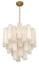 Sophia 11 Light Chandelier, Brass with Wispy WhiteTronchi Style Glassware - AC12100WH