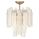 Sophia 5 Light Semi Flush Mount, Brass with Wispy White Tronchi Style Glassware - AC12103WH