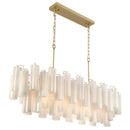 Sophia 16 Light Island, Brass with Wispy White Tronchi Style Glassware - AC12105WH