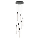 Celine 7 Light Integrated LED Chandelier, Black with Laser Lined Glass Rods - AC12147BK
