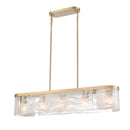 Skye 6 Light Island Light, Brass with Wispy White Murano Style Glass - AC12175BR