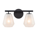 Brooke 2 Light Bathroom Vanity, Black with Wispy White Glassware - AC12182BK