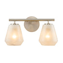 Brooke 2 Light Bathroom Vanity, Brushed Nickel with Wispy White Glassware - AC12182BN