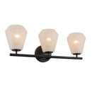 Brooke 3 Light Bathroom Vanity, Black with Wispy White Glassware - AC12183BK