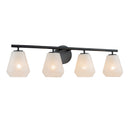 Brooke 4 Light Bathroom Vanity, Black with Wispy White Glassware - AC12184BK
