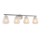 Brooke 4 Light Bathroom Vanity, Brushed Nickel with Wispy White Glassware - AC12184BN
