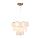 Lily 8 Light Chandelier, Brushed Brass with Wispy White Murano Style Glass - AC12211BR
