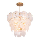 Lily 13 Light Chandelier, Brushed Brass with Wispy White Murano Style Glass - AC12212BR