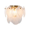 Lily 3 Light Semi Flush Mount, Brushed Brass with Wispy White Murano Style Glass - AC12216BR