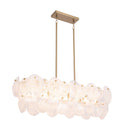 Lily 7 Light Island Light, Brushed Brass with Wispy White Murano Style Glass - AC12217BR
