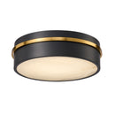 Dax Integrated LED Flush Mount 12", Black, Brass with Alabaster Glassware - AC6990BB