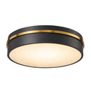 Dax Integrated LED Flush Mount 15", Black, Brass with Alabaster Glassware - AC6991BB
