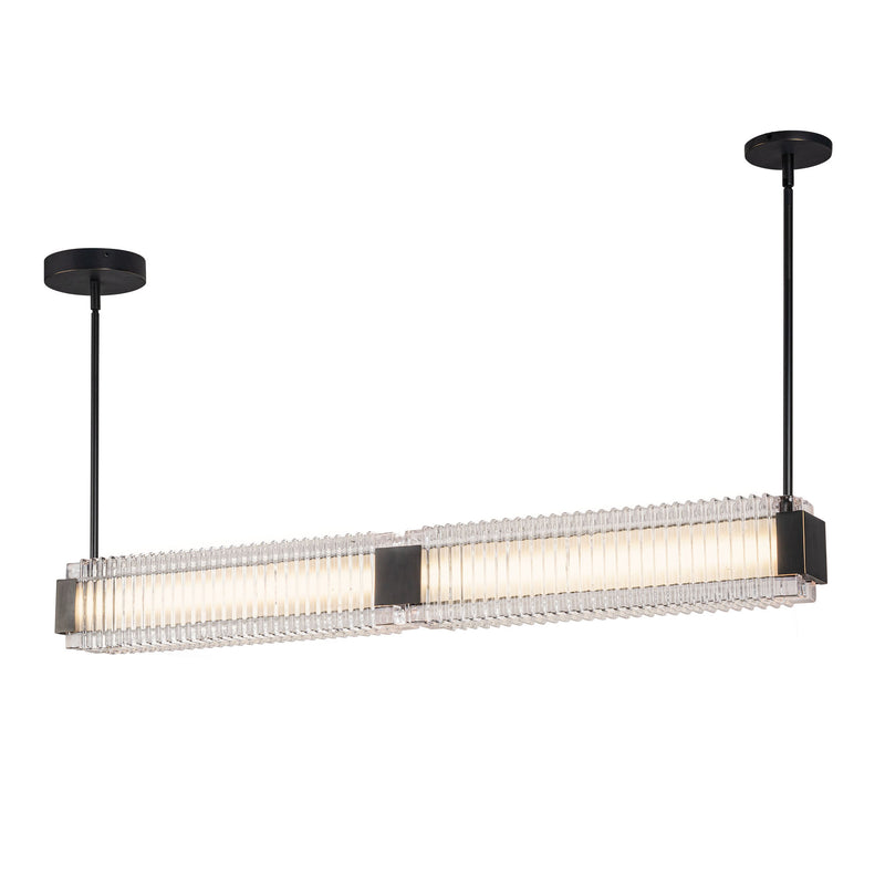 Alai 47-in Urban Bronze/Ribbed Glass LED Linear Pendant - LP374247UBCR-UNV