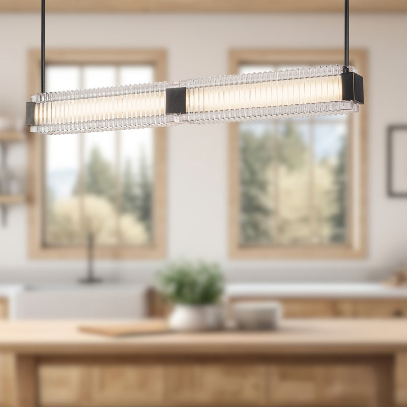 Alai 47-in Urban Bronze/Ribbed Glass LED Linear Pendant - LP374247UBCR-UNV