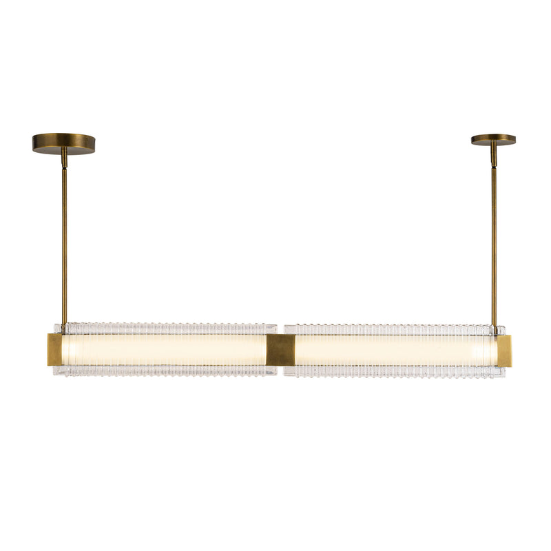 Alai 47-in Vintage Brass/Ribbed Glass LED Linear Pendant - LP374247VBCR-UNV