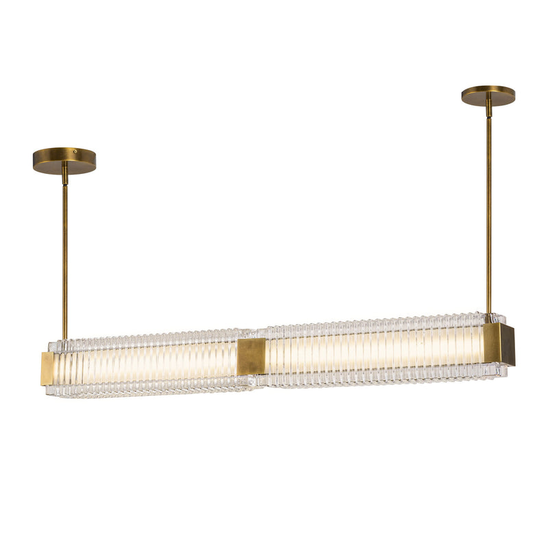 Alai 47-in Vintage Brass/Ribbed Glass LED Linear Pendant - LP374247VBCR-UNV