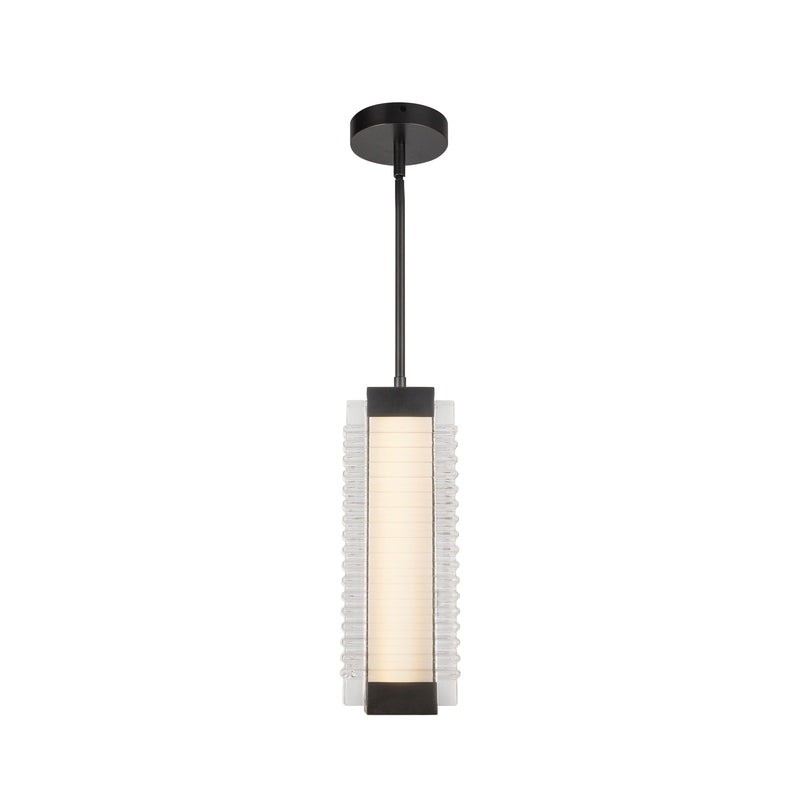 Alai 16-in Urban Bronze/Ribbed Glass LED Pendant - PD374316UBCR-UNV