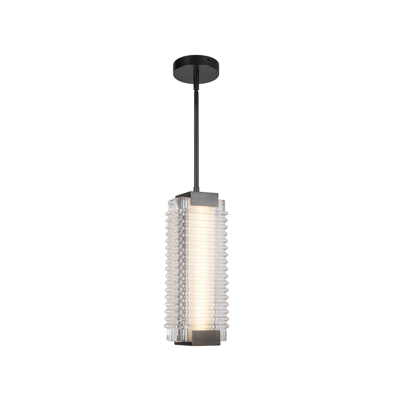 Alai 16-in Urban Bronze/Ribbed Glass LED Pendant - PD374316UBCR-UNV