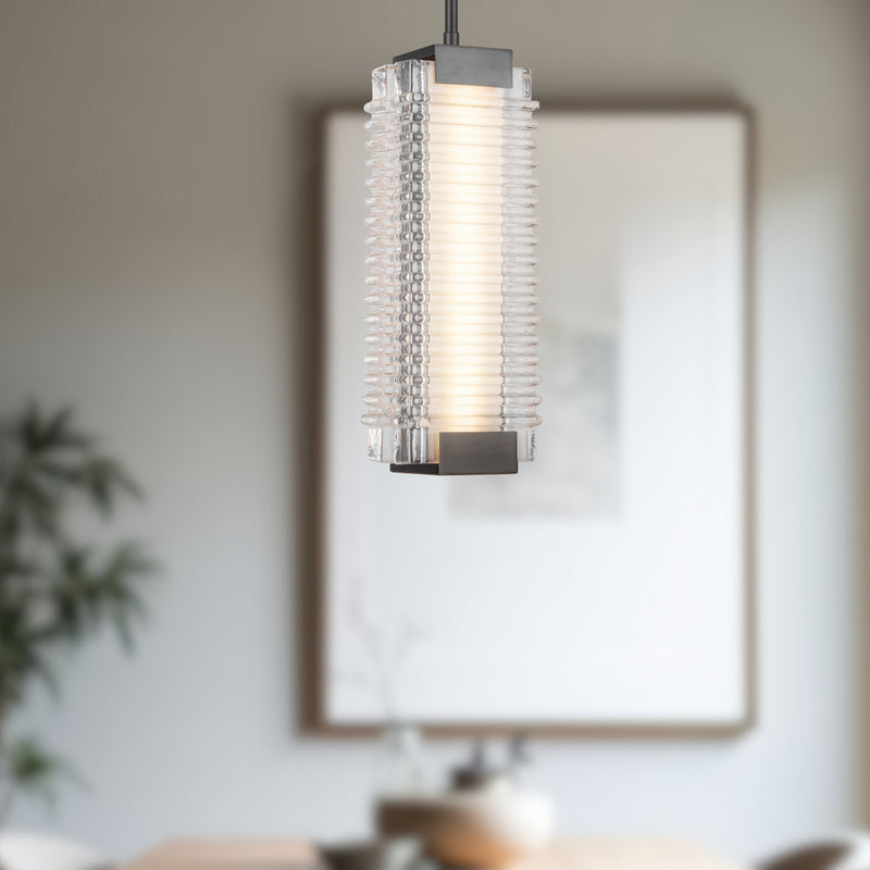 Alai 16-in Urban Bronze/Ribbed Glass LED Pendant - PD374316UBCR-UNV
