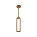 Alai 16-in Vintage Brass/Ribbed Glass LED Pendant - PD374316VBCR-UNV