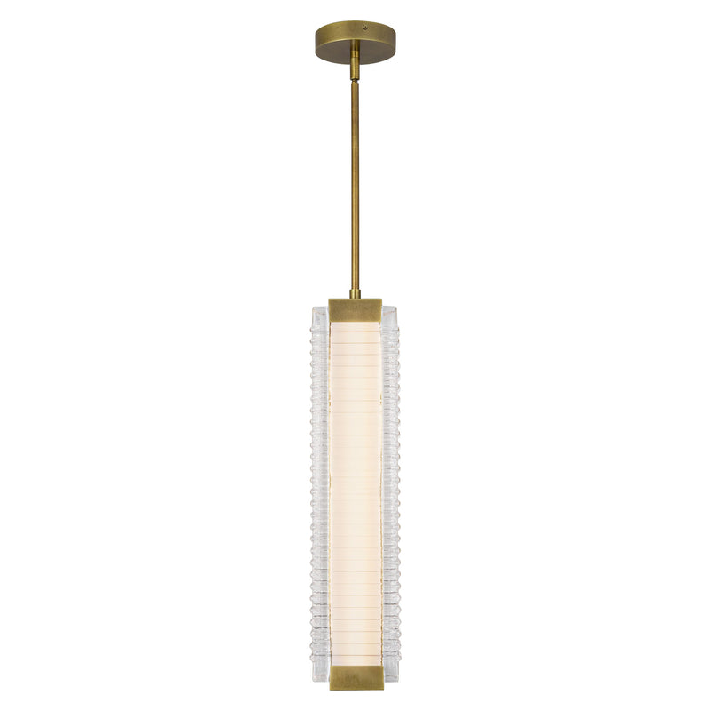 Alai 24-in Vintage Brass/Ribbed Glass LED Pendant - PD374624VBCR-UNV
