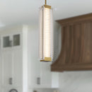 Alai 24-in Vintage Brass/Ribbed Glass LED Pendant - PD374624VBCR-UNV