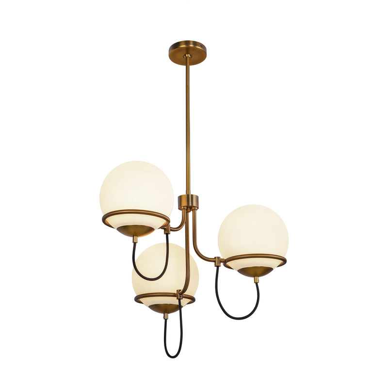 Alba 23-in Aged Brass/Opal Glass 3 Lights Chandelier - CH458323AGOP