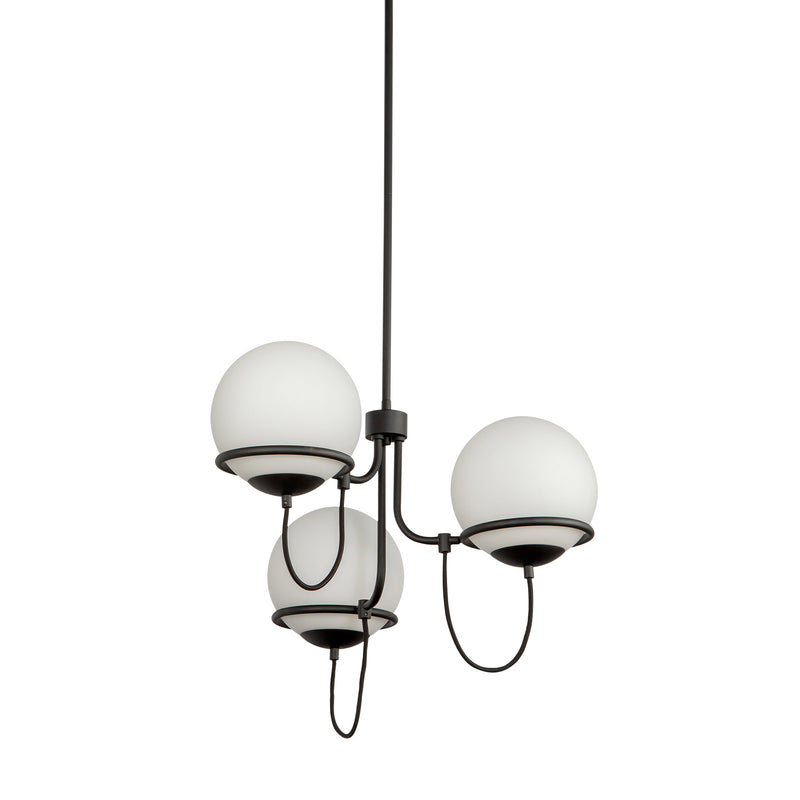 Alba 23-in Matte Black/Opal Glass 3 Lights Chandelier - CH458323MBOP