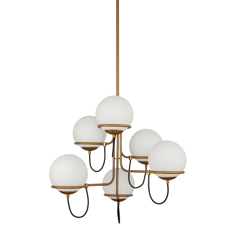 Alba 32-in Aged Brass/Opal Glass 6 Lights Chandelier - CH458632AGOP