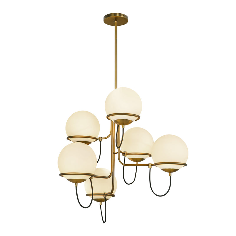 Alba 32-in Aged Brass/Opal Glass 6 Lights Chandelier - CH458632AGOP