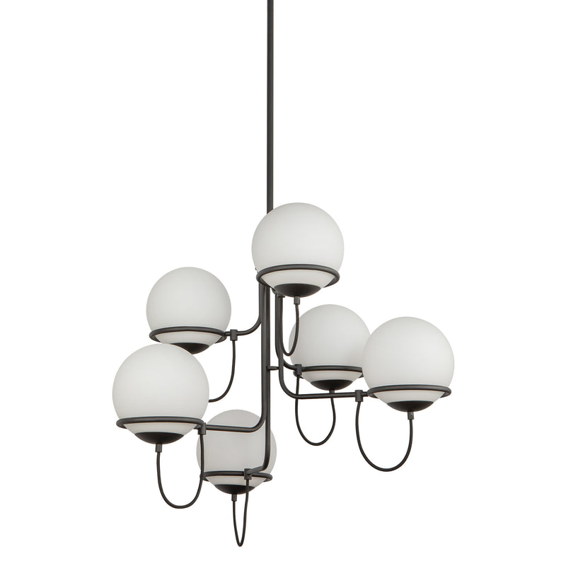 Alba 32-in Matte Black/Opal Glass 6 Lights Chandelier - CH458632MBOP