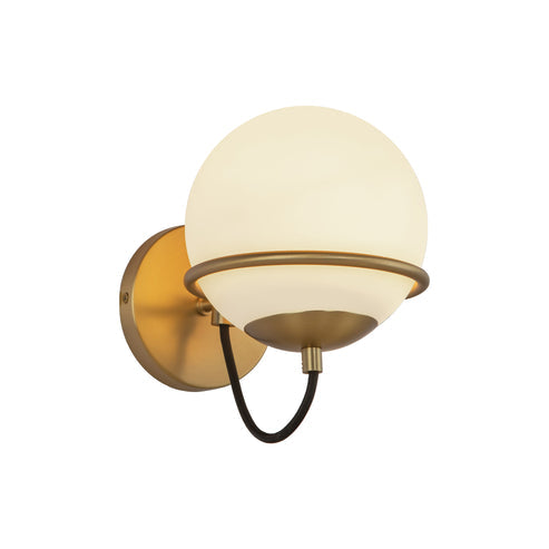 Alba 7-in Aged Brass/Opal Glass 1 Light Wall Vanity - WV458107AGOP